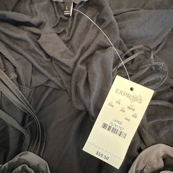 NWT Women’s Sz: L Express 3D Black Floral Appliqué Racerback Stretch Tank Top. M - Picture 7 of 15